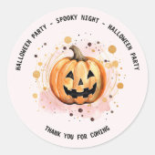 Schattigee Pompoen Halloween Waterverf Ronde Sticker (Voorkant)