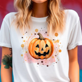 Schattigee Pompoen Halloween Waterverf T-shirt