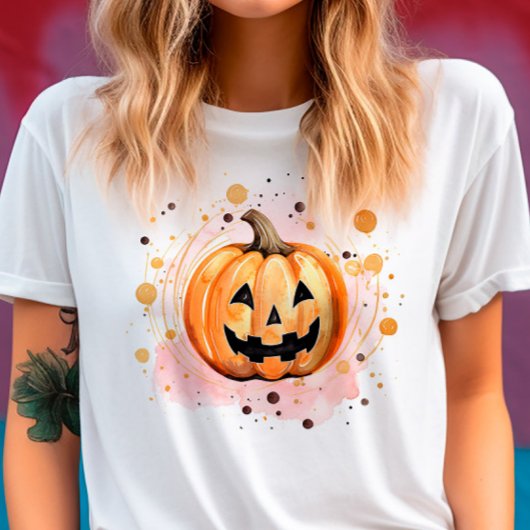 Schattigee Pompoen Halloween Waterverf T-shirt
