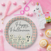 Schattigee pompoen-Happy Halloween Papieren Bordje (Feest)