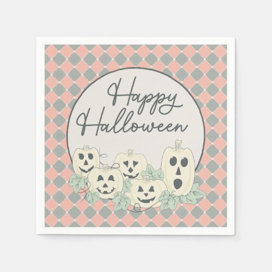 Schattigee pompoen-Happy Halloween Servet (Voorkant)