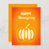 Schattigee Pompoen Happy Thanksgiving Typografie Feestdagenkaart (Voorkant / Achterkant)
