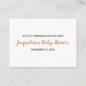 Schattigee pompoen herfst Herfst Baby shower Boeka Informatiekaartje (Achterkant)