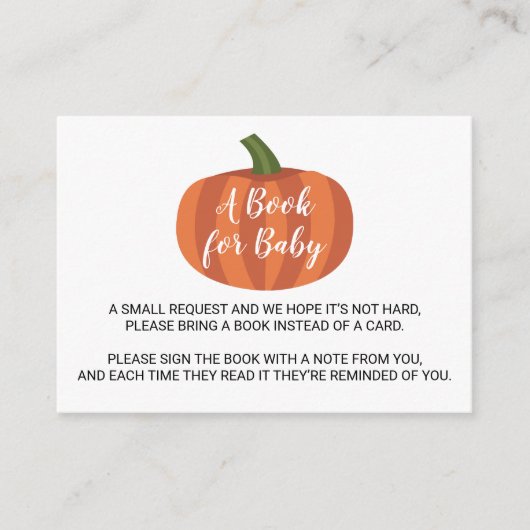 Schattigee pompoen herfst Herfst Baby shower Boeka Informatiekaartje (Voorkant)