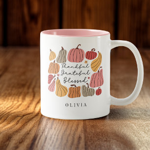 Schattigee Pompoen Herfst Herfst Gepersonaliseerd Tweekleurige Koffiemok