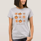 Schattigee Pompoen Herfst Retro Naam Happy Face Fl T-shirt (Voorkant)