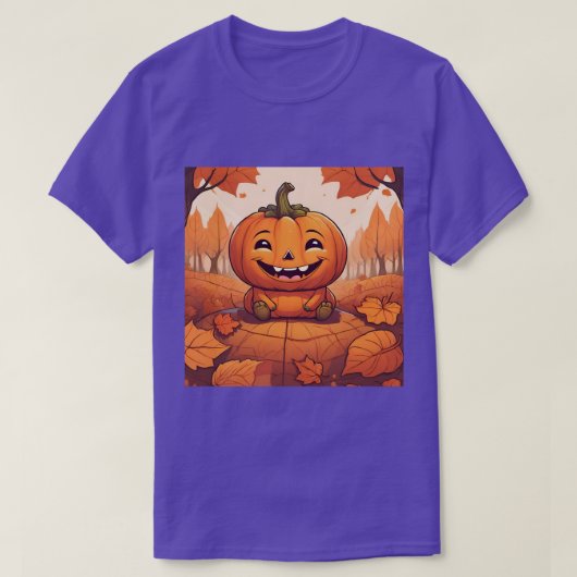 Schattigee pompoen herfstbladeren T-shirt (Design voorkant)