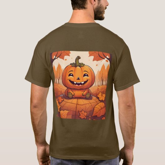 Schattigee pompoen herfstbladeren T-shirt (Achterkant)