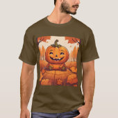 Schattigee pompoen herfstbladeren T-shirt (Voorkant)