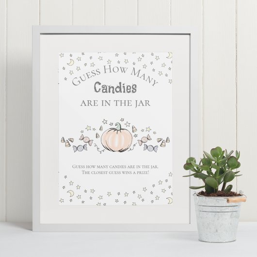 Schattigee pompoen Hoeveel Snoepjes Baby shower sp Poster