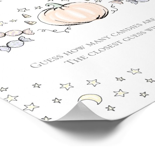 Schattigee pompoen Hoeveel Snoepjes Baby shower sp Poster (Hoek)