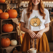 Schattigee pompoen houden van koffie mok Herfst T-shirt