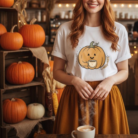 Schattigee pompoen houden van koffie mok Herfst T-shirt