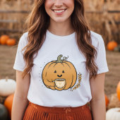 Schattigee pompoen houden van koffie mok Herfst T-shirt