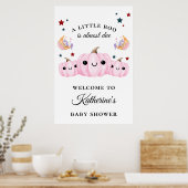 Schattigee pompoen is onderweg | Halloween-Baby sh Poster (Keuken)