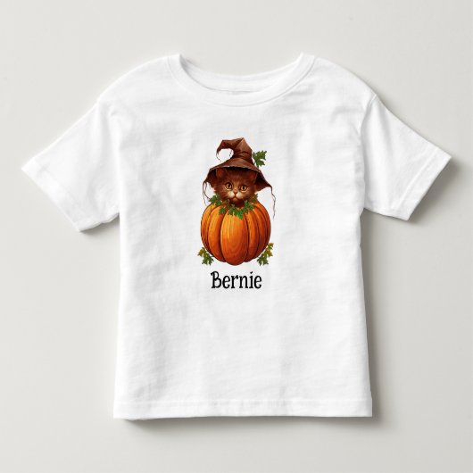 Schattigee Pompoen Kat Jack O Lantaarn Halloween N Kinder Shirts (Voorkant)