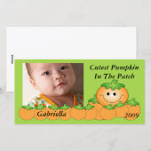 Schattigee pompoen Kinder Halloween fotokaart Feestdagenkaart (Voorkant / Achterkant)