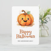 Schattigee pompoen Kinder Happy Halloween Kaart (Staand voorkant)