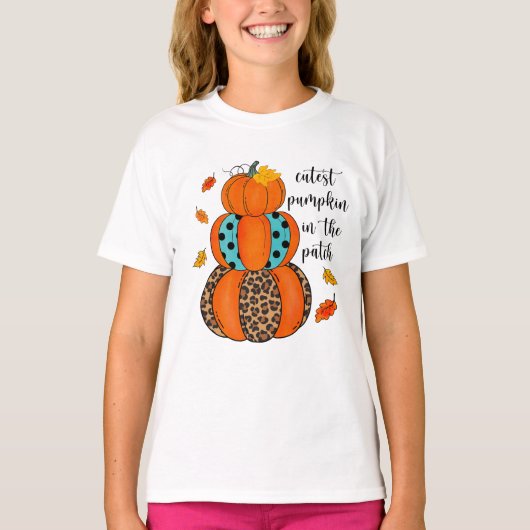 Schattigee pompoen kinder t-shirt (Voorkant)