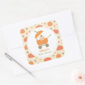 Schattigee Pompoen Kinderwagen Baby shower Decor S Vierkante Sticker (Envelop)