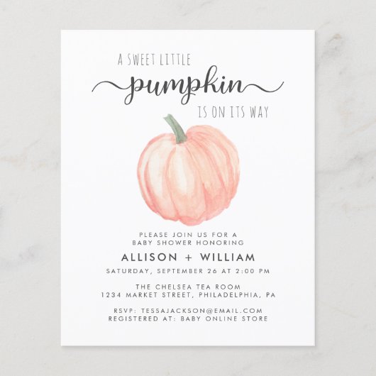 Schattigee pompoen koppels Baby shower uitnodiging (Voorkant)