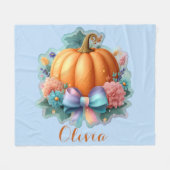 Schattigee pompoen met bloemen gepersonaliseerd T- Fleece Deken (Voorkant (Horizontaal))