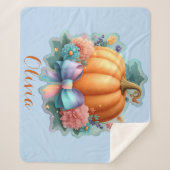 Schattigee pompoen met bloemen gepersonaliseerd T- Sherpa Deken (Voorkant)