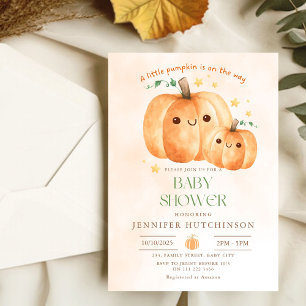 Schattigee pompoen op de weg Herfst Baby shower Kaart