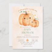 Schattigee pompoen op de weg Herfst Baby shower Kaart (Voorkant)