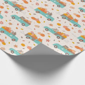 Schattigee Pompoen Patch Trucks met Dierencrème Cadeaupapier (Hoek)