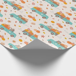 Schattigee Pompoen Patch Trucks met Dierencrème Cadeaupapier