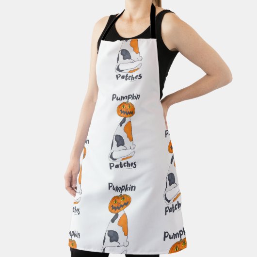 Schattigee pompoen patches Halloween Calico kat pa Schort (Insitu)