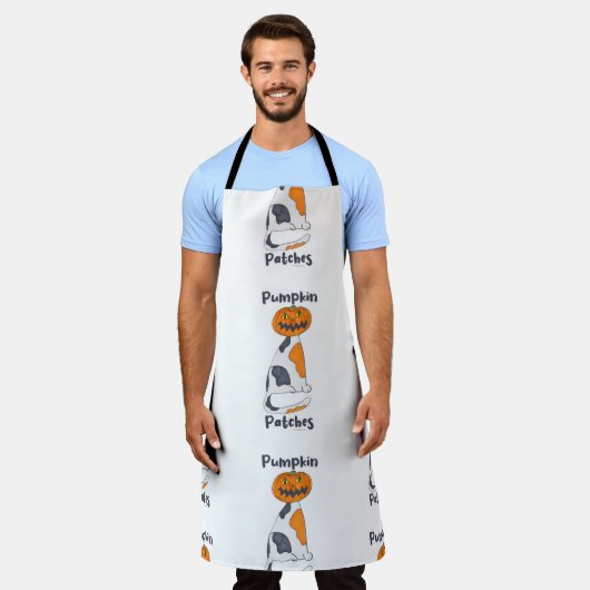 Schattigee pompoen patches Halloween Calico kat pa Schort (Gedragen)