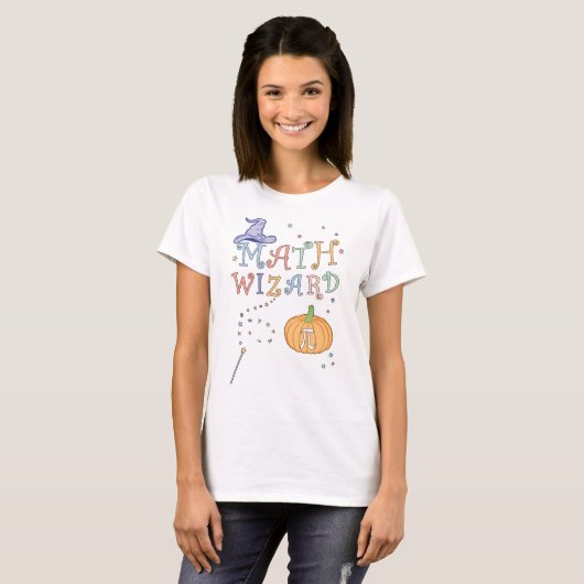 Schattigee Pompoen Pie Wiskunde Wizard Teacher Hal T-shirt (Voorkant volledig)