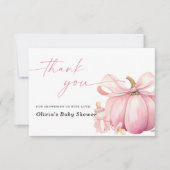 Schattigee pompoen roze boog Baby shower dank u ka Bedankkaart (Voorkant)