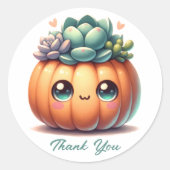 Schattigee Pompoen Sappige Planter Ronde Sticker (Voorkant)