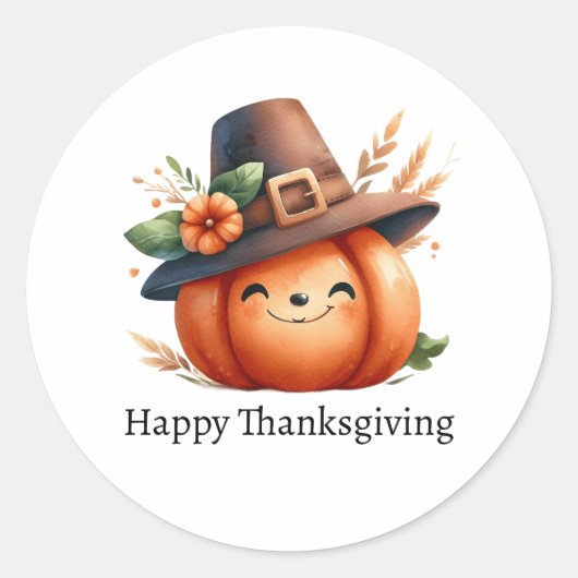 Schattigee Pompoen Thanksgiving sticker (Voorkant)
