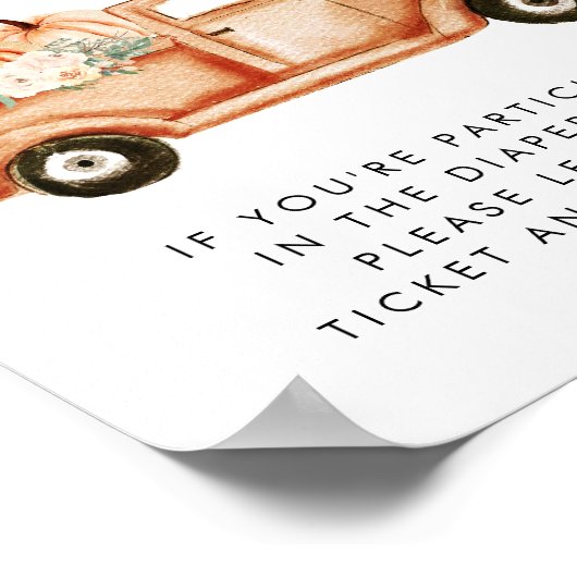 Schattigee Pompoen Vrachtwagen Luier Raffle Baby s Poster (Hoek)