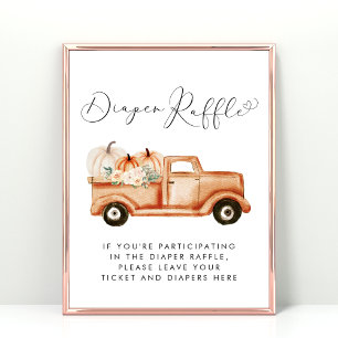 Schattigee Pompoen Vrachtwagen Luier Raffle Baby s Poster