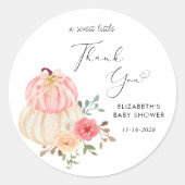 Schattigee pompoen Waterverf baby meisje douche da Ronde Sticker (Voorkant)