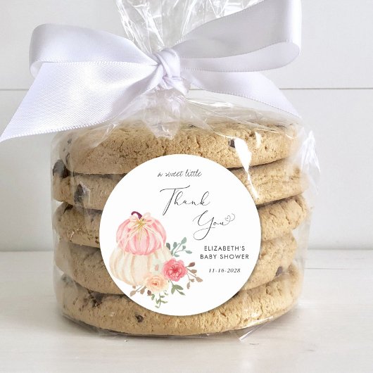 Schattigee pompoen Waterverf baby meisje douche da Ronde Sticker