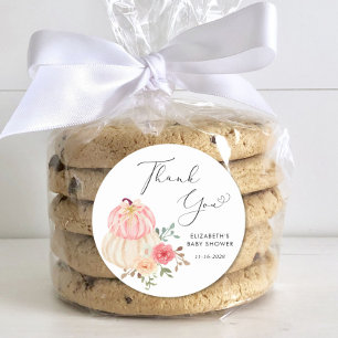 Schattigee pompoen Waterverf baby meisje douche da Ronde Sticker