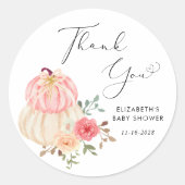 Schattigee pompoen Waterverf baby meisje douche da Ronde Sticker (Voorkant)