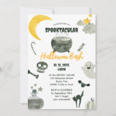 Schattigee pompoen Waterverf Halloween Bash Kaart (Voorkant)