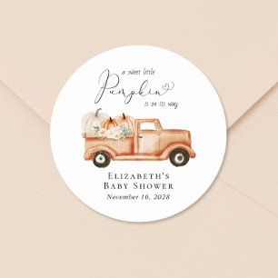 Schattigee Pompoen Waterverf Truck Baby shower Ronde Sticker