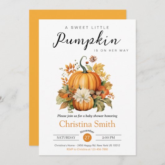 Schattigee Pompoen Zonnebloem Geslachtsneutraal Ba Kaart (Voorkant / Achterkant)