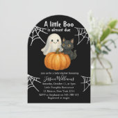 Schattigee pompoen zwarte kat Halloween Baby showe Kaart (Staand voorkant)