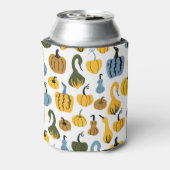 Schattigee pompoenen Cartoon Hand getrokken Blikjeskoeler (Blikje Achterkant)