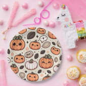 Schattigee pompoenen en pompoenpitten Halloween Pa Papieren Bordje (Feest)