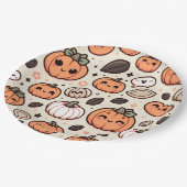 Schattigee pompoenen en pompoenpitten Halloween Pa Papieren Bordje (Gekanteld)